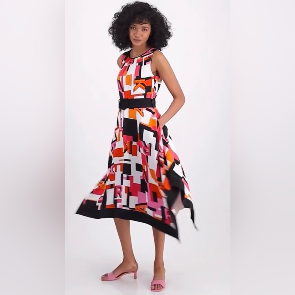 KARL LAGERFELD PARIS Logo-Print Belted Midi Dress - Picture 5 of 5